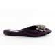 women's slippers VICTORIAN  purple night vintage leather (silver jewel)